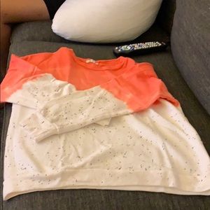 LNA splatter paint pink & white fashion sweatshirt